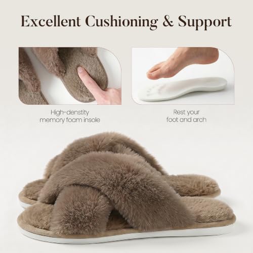 Image of Ankis Memory Foam Fuzzy Slippers for Women,Open Toe House Shoes