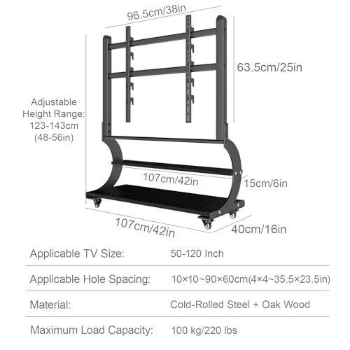 Soporte móvil para TV de 50-120 pulgadas con ruedas y estantes miniatura 2