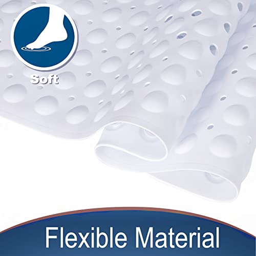 Yimobra Original Bathtub Mat Non Slip, Extra Long Bath Mat For Tub With Big Suction Cups And Drain Holes, Machine Washable Tub Shower Mats For Bathroom 16 X 40 Inches, Phthalate Latex Free, White #TOP3