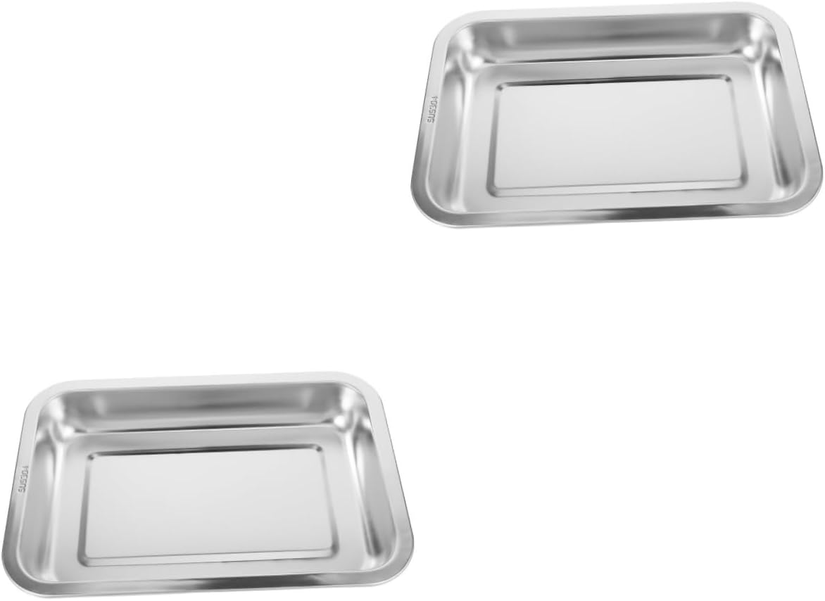 2pcs Stainless Steel Cat Litter Box Open Design Metal Litter Tray for Large Cats Easy to Material Suitable for Home Office Pet Shop and More