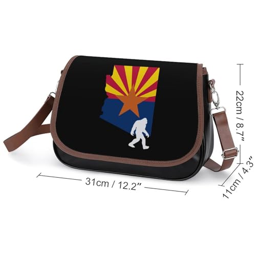 Arizona State Flag Map Bigfoot Crossbody Bag Anti-Theft Side Shoulder Bags Adjustable Leather Messenger Bag Unisex2