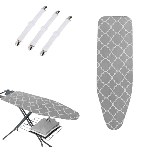 Vastsea Bügelbrettbezug Baumwolle, Elastischer Bügeleisenbezug, 110x34 cm, mit Spanner für Festen Halt, für Dampfbügeleisen, Schnelles Bügeln