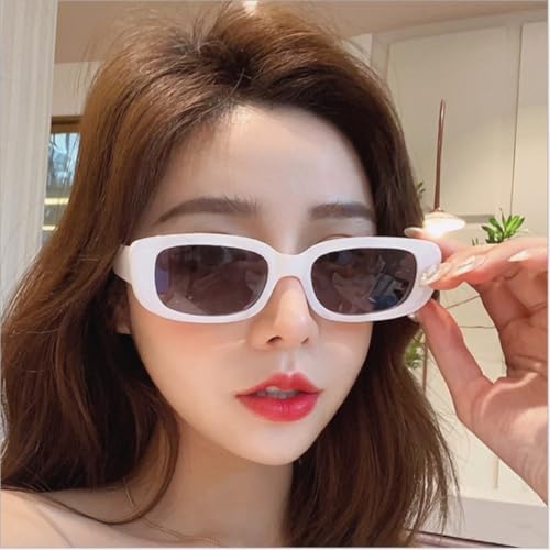 IKANOO Retro Rectangle Sunglasses for Women Men Small Square Frame Trendy Y2K 90’s Black Sunglasses4
