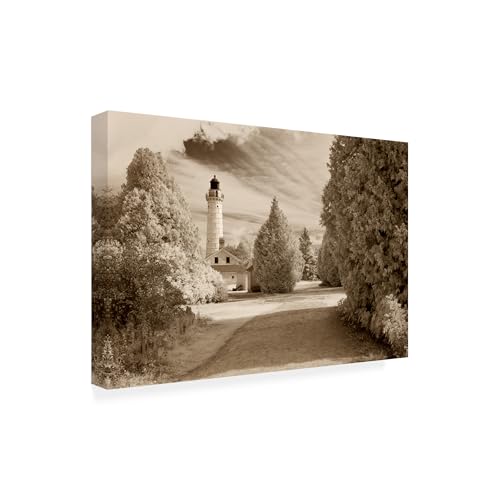 Wrapped Canvas Wall Art - Monte Nagler 'Cana Island Lighthouse Door County Wisconsin' Wall Art for Living Room, Bedroom, or Office Décor - 22x32