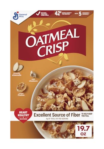 Oatmeal Crisp Heart Healthy Cereal, High Fiber, Whole Grain, 19.7 oz | 42g of Whole Grain per...