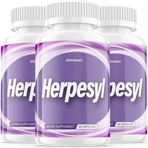 (3 Pack) Herpesyl Pills Capsules Supplement Tablets Multivitamin Reviews Purple Bottle (180 Capsules)
