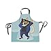 DOMIKING Damenschürzen Lustige Katze Doing Tupfen Schürze Unisex Küche Lätzchen Schürze mit Taschen Verstellbarer Hals zum Kochen, Backen, Gartenarbeit