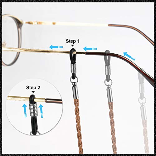 Tomorotec 4 Pack Eyeglasses Holder Strap Cord, Aphlos Eyeglass Retainer, PREMIUM LEATHER Eyeglasses String Holder Chain Necklace, Glasses Cord Lanyard (4 Colors)