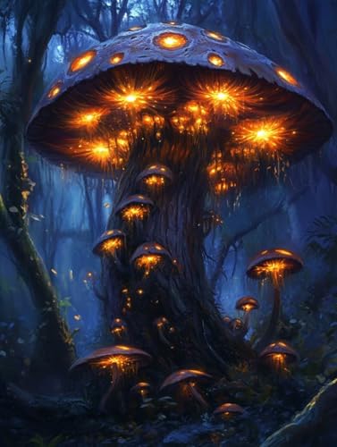 Pintura Diamantes Champiñón, 5D Diamond Painting Dreamy Diamond Art, DIY Kit Adultos, Bordado Punto de Cruz Diamante Painting para la Decoración De Pared del Hogar, Regalos para Mujeres 30x40 cm Q3-9