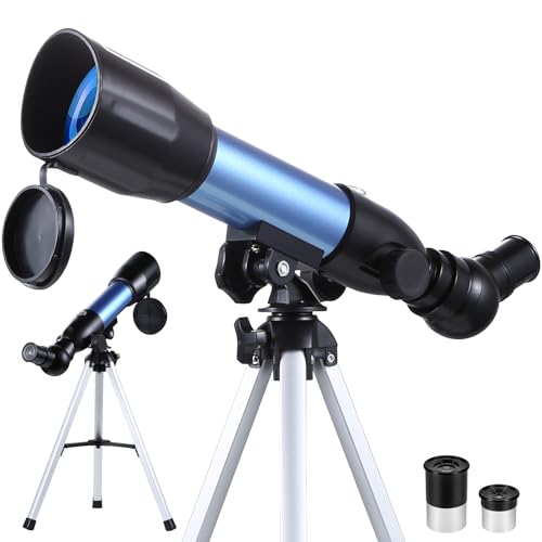 Astronomisches Teleskop für Kinder, (Blau) 360/50mm HD Refraktor Teleskop, Tragbares Teleskop für Einsteiger, Ideal zur Beobachtung von Himmel und Landschaft, Festival Geschenk für Kinder