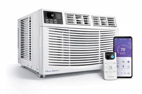 Classic America Compatible con WiFi, listo para Alexa, ahorro de energía, unidades de aire acondicionado montadas en ventana (8000 BTU 12 CEER 120 VAC), certificación Energy Star, color blanco