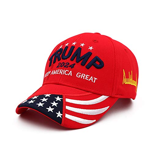 Boné de beisebol Bestmaple Donald Trump 2024 MAGA EUA Keep America Great Hat, Vermelho, L