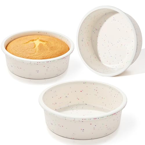 Vinino 6 Inch Silicone Round Cake Pan with Metal Reinforced Frame Set of 3 Nonstick Silicone Springform Pan for Baking Suitable for Making Layers Cheese & Chocolate Cakes