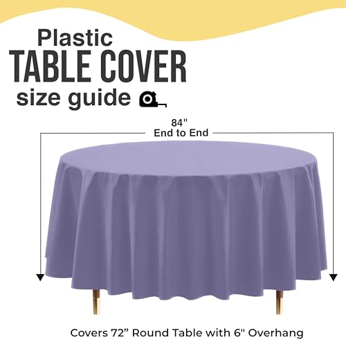 Image of Exquisite 66% Thicker Premium Lavender Round Tablecloth 0.5 Mil 6 Pack Plastic Table Cloth Disposable 84 Inch Round Plastic Tablecloth Won't Tear Easily Like Cheap Thin Brands