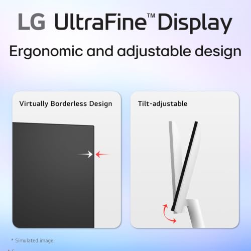 Image of LG 27 inch Computer Monitor, 4K UHD IPS Display with HDR10 and 90% DCI-P3 Color Gamut, 3-Side Virtually Borderless Design, Anti-Glare, Reader Mode, Flicker Safe, and Tilt Adjustable Stand - White