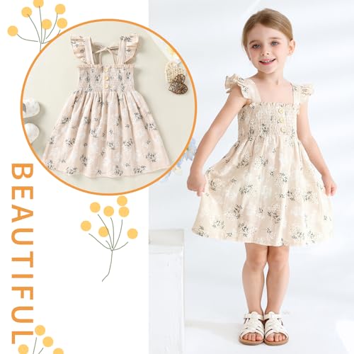 JEELLIGULAR Toddler Dress Ruffle Sleeveless Button Down Dress for Toddler Girl Dress Summer Beach Casual A-line Sundress2