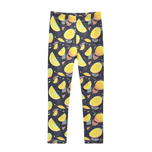 Yellow Lemon Stylish Girls Leggings Soft Stretch Workout Yoga Dance Pants for Kids Casual Tights