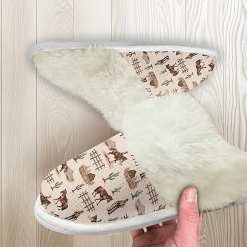 Fuzzy House Slippers for Women Winter Comfy Warm Slip-on Slippers Indoor Fluffy Bedroom Shoes Size 5-134