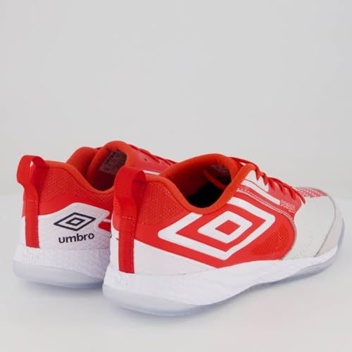 Chuteira Umbro Pro 5 Bump England Futsal Branca e Vermelha