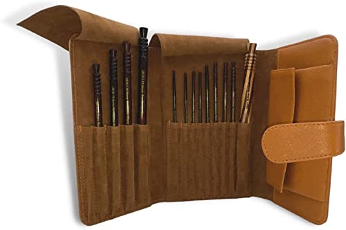Revolution Fibers Artisan Rosewood Crochet Hooks Set with Leather Carrying Case - incl. 13 Crochet Hooks Size US E - P | Premium Set, Portable, Perfect for Crocheting Yarn at Home or on The Go