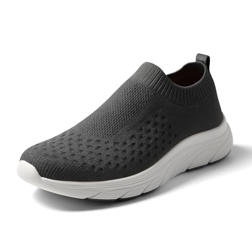 Kraasa CLOUDEASE Men’s Lightweight Knit Sneakers with Memory Insole | Breathable, Running, Walking & Gym Shoes Darkgrey UK 6