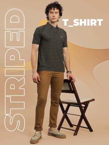 Image of Lux Nitro Men's Striped Polo T-Shirt | Cotton Blend Half Sleeve Collared T-Shirt for Man | Regular Fit Casual Wear