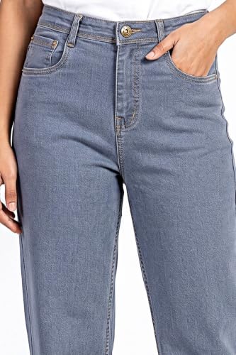 Image of Women's High Rise Wide Leg Denim Jeans | Stretchable Casual Blue Jeans for Women | Classic 5 Pocket Style | Comfortable Everyday Wear
