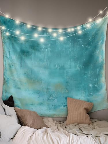 Teal Green Ombre Small Tapestry for Bedroom Wall Hanging Tapestry,Vintage Abstract Oil Painting Art Modern Ceiling Backdrop Tapestries Poster Blanket Wall Decor for Teens Room Living Room 23" x 28"