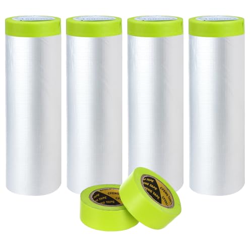 4 Rolls Pre-Taped Masking Film for Painting