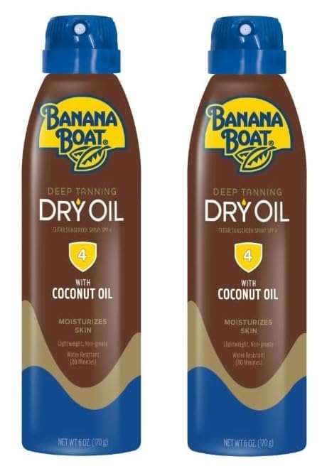 Banana Boat Deep Tanning Oil Spray SPF 4 Clear Dry Sunscreen Spray Dark Tanning Oil 6 oz
