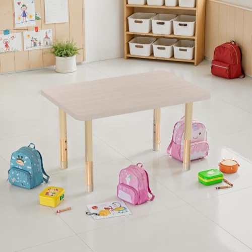 Image of 24 inch x 36 inch Rectangle Kids Classroom Table with Adjustable Chunky Wood Legs