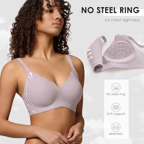 Image of Seamless Wireless Bra for Women with Support - No Underwire Full Coverage Push Up Comfort Bras - Back Fat Smoothing Bralette