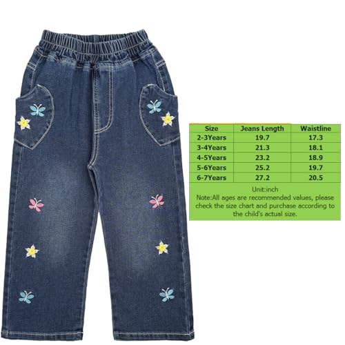 Peacolate 2-12Years Little Big Girls Spring Autumn Embroidered Jeans Pants for Kid3