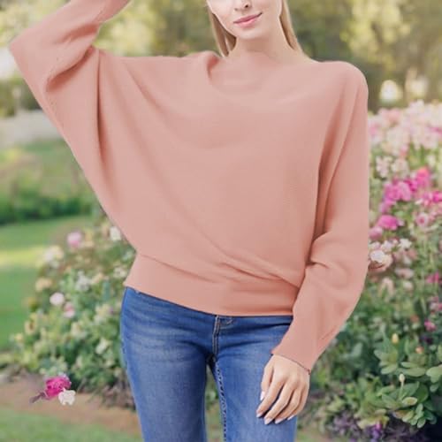 Image of EDSTAR Women Dolman Batwing Sleeves Knitted Sweaters Winter Boat Neck Pullovers Tops