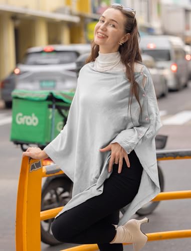 MissShorthair Women's Lightweight Knitted Scarf Poncho Sweater Cape Shawl Versatile Spring Summer Ponchos Wraps
