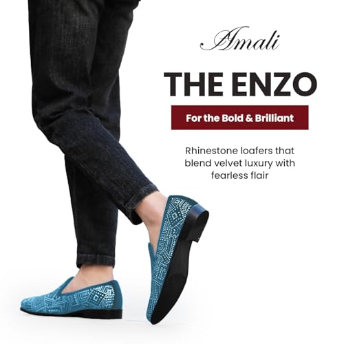 Image of Amali Men's Embellished Velvet Tuxedo Loafers, Smoking Slippers | Velvet slip-on smoking slippers with embellished upper for tuxedos, weddings and formal occasions