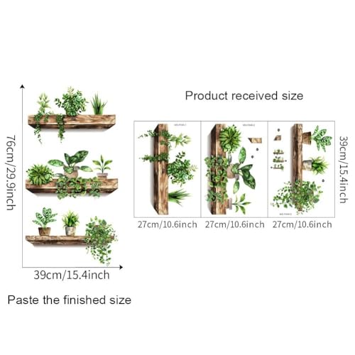 Adhesivos de pared 3D plantas verdes 27x39 cm miniatura 4