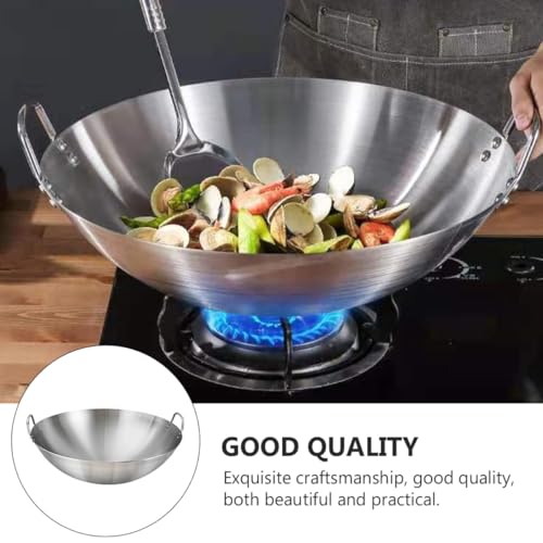 Wok de cuisson en acier inoxydable durable avec doubles oreilles résistantes - 4