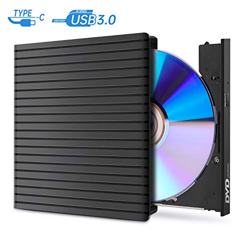 External CD DVD Drive, USB 3.0 and Type-C DVD Drive RW Optical CD