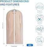 5-Pack Sacs à vêtements transparents avec fermeture éclair pour vêtements suspendus, sacs de rangement pour manteaux, vestes, chemises et plus (23.6 x 47,2pouces)