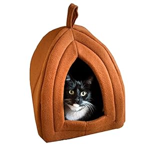 Cat House – Indoor Cat Bed with Removable Foam Cushion – Pet Tent for Kittens, Rabbits, Guinea Pigs, and Other Small Animals by PETMAKER (Brown)