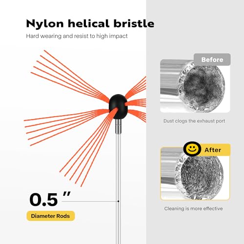 image for VIVOHOME 30 FT Chimney Sweep Cleaning Brush Tool Kit Rotary with 9 Rei