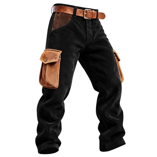 Pantalones de terciopelo acanalado para hombre, estilo vintage y retro, cómodos, a cuadros y color liso, para verano, boda, caminata, informal, transpirable, pierna ancha y funcional, estilo urbano