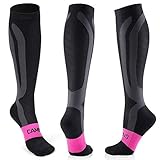 Antideslizante y fácil de poner: compresión de 360°, fabricado con la última tecnología de punto 3D, los calcetines trombos para hombre y mujer no se deslizan fácilmente. Para facilitar el vestido, por favor vea nuestro video para vestirse