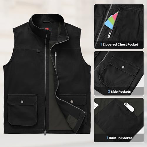 Image of TBMPOY Men's Lightweight Vest Cotton Sleeveless Casual Fishing Outerwear