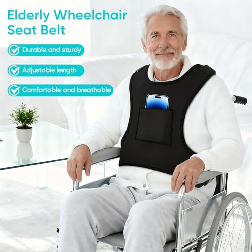 Wheelchair Seat Belt Wheelchair Safety Harness for Adults, Support Vest Adjustable Posture Support & Fall Prevention Seatbelt with Chest Vest, Anti-Slip Straps for Mobility Chairs and Home Care - Image 4