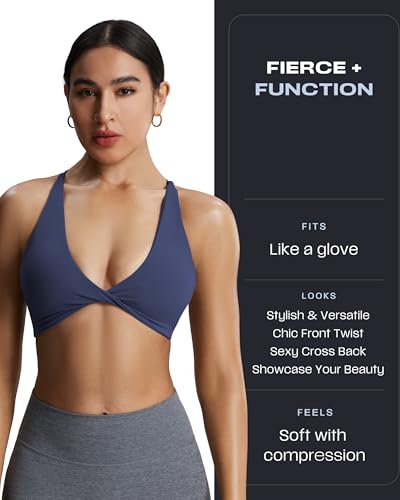Image of Aoxjox Women's Workout Sports Bras Fitness Metamorph Sienna Twist Bra Yoga Crop Tank