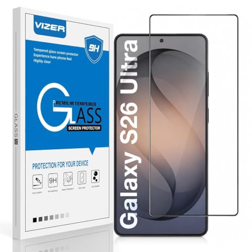 Image of vizer 9H Tempered Glass Screen Protector for Samsung Galaxy S26 Ultra (6.9 inch) | Full Edge-to-Edge Coverage | HD Clear | Bubble-Free Easy Installation | Military-Grade | Case Friendly | Black