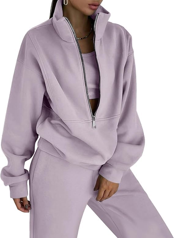 Eisctnd Womens Fleece 2 Piece Sweatsuit Lounge Set Long Sleeve Sweatshirt Jogger Pants Tracksuit Sweatsuit 2025 Fall Sets