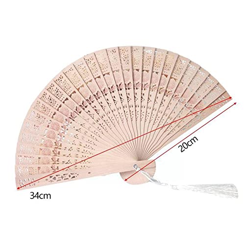 Faltfächer aus Holz, tragbar, Fächer aus traditionellem Handwerk, Sandelholzfächer, durchbrochener Faltfächer, begünstigt chinesische geschnitzte Hochzeitsfächer (wie abgebildet) (wie abgebildet)